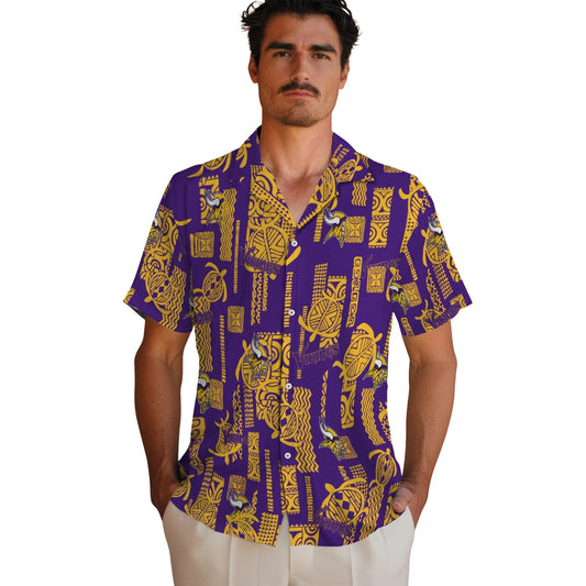 Minnesota Vikings Hawaiian Shirt - Turtle Lines | Moonbestprint