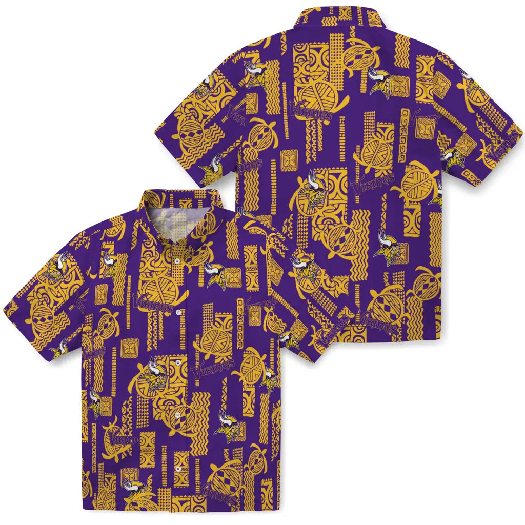 Minnesota Vikings Hawaiian Shirt - Turtle Lines | Moonbestprint