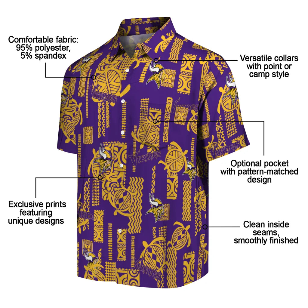 Minnesota Vikings Hawaiian Shirt - Turtle Lines | Moonbestprint