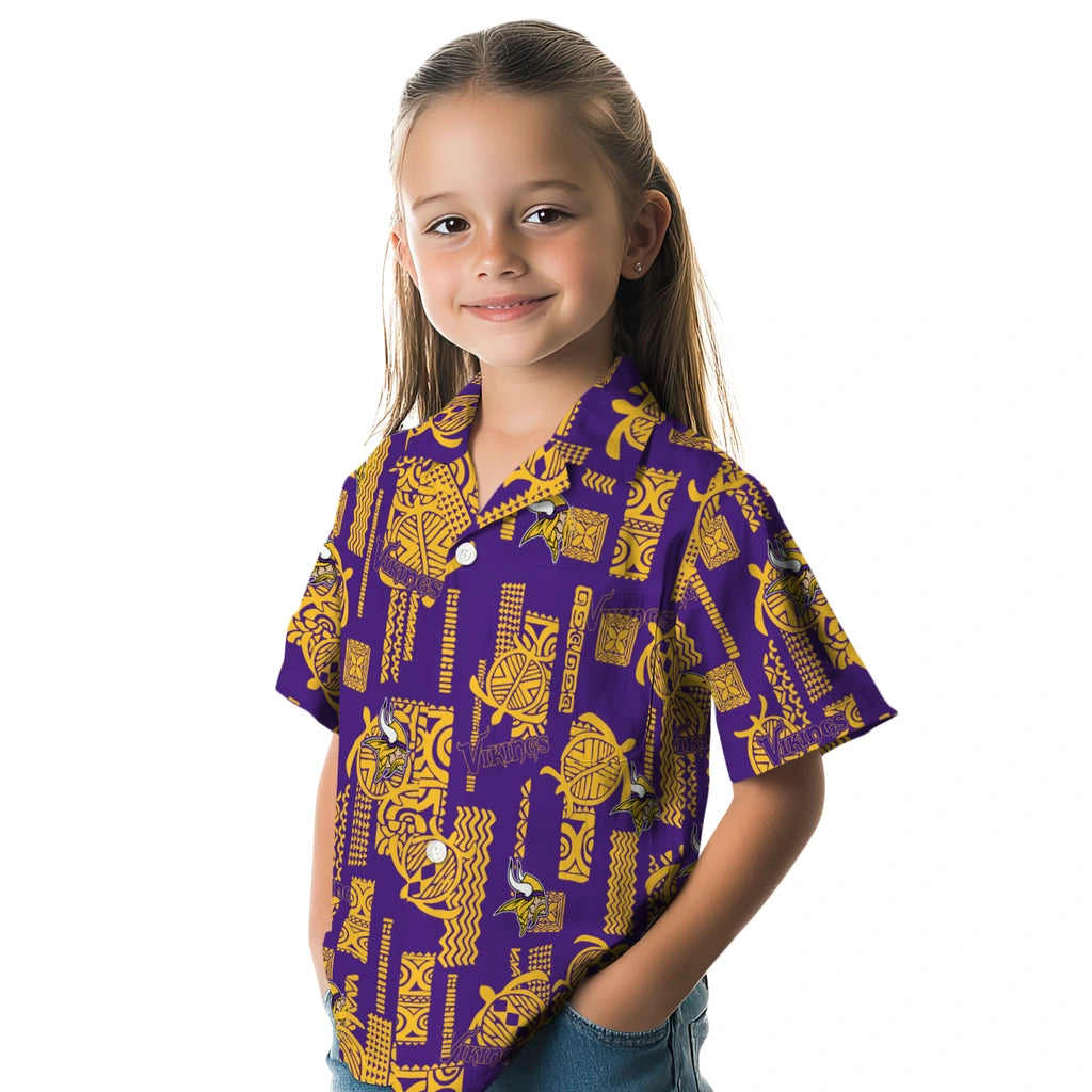 Minnesota Vikings Hawaiian Shirt - Turtle Lines | Moonbestprint