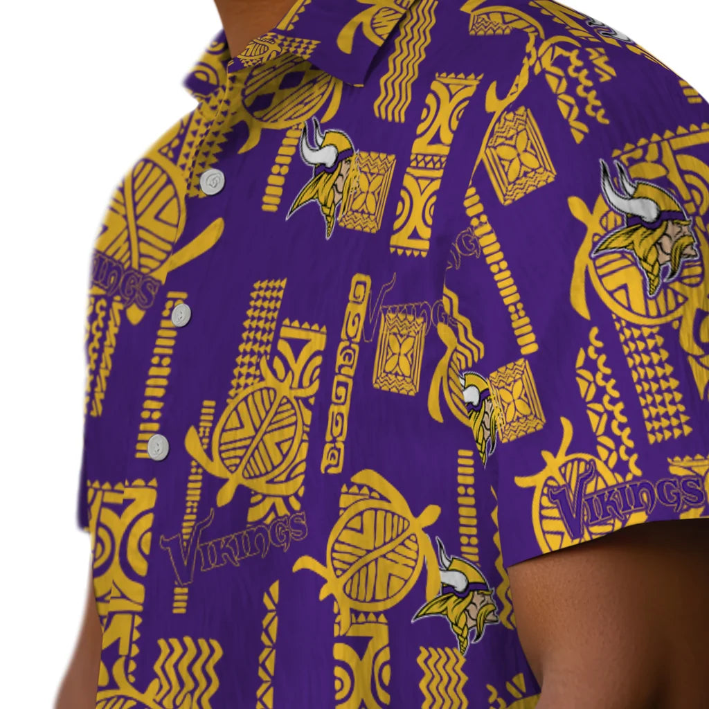 Minnesota Vikings Hawaiian Shirt - Turtle Lines | Moonbestprint