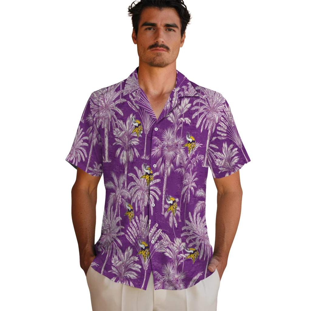 Minnesota Vikings Hawaiian Shirt - Vintage Palm Tree | Moonbestprint
