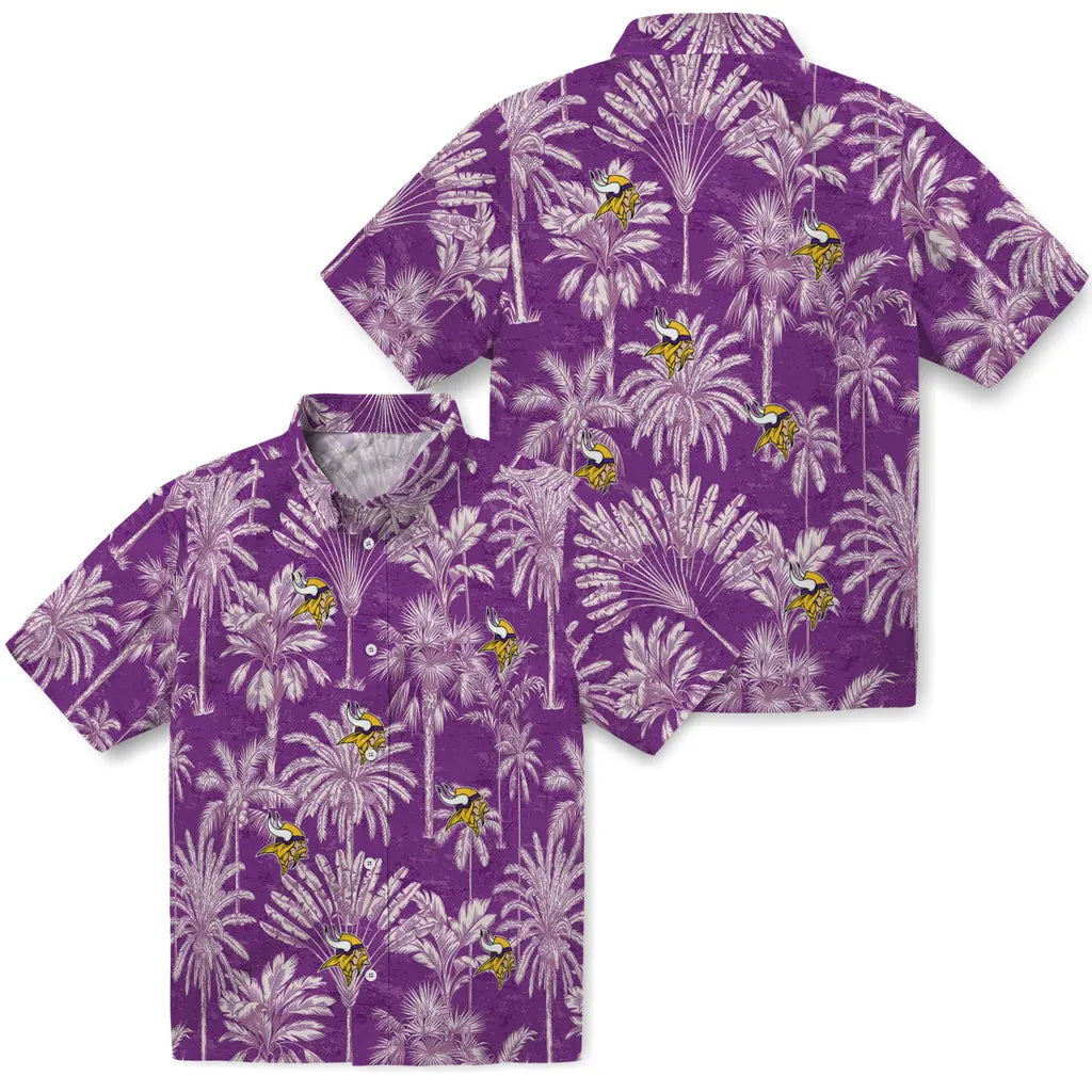 Minnesota Vikings Hawaiian Shirt - Vintage Palm Tree | Moonbestprint