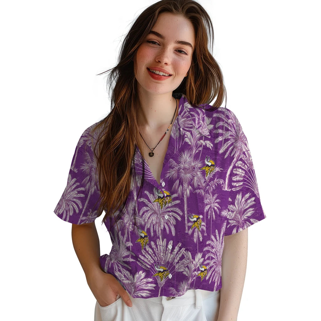 Minnesota Vikings Hawaiian Shirt - Vintage Palm Tree | Moonbestprint