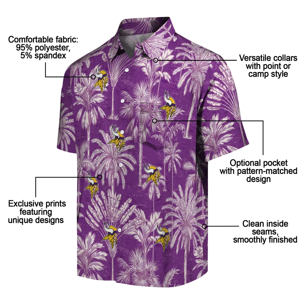 Minnesota Vikings Hawaiian Shirt - Vintage Palm Tree | Moonbestprint