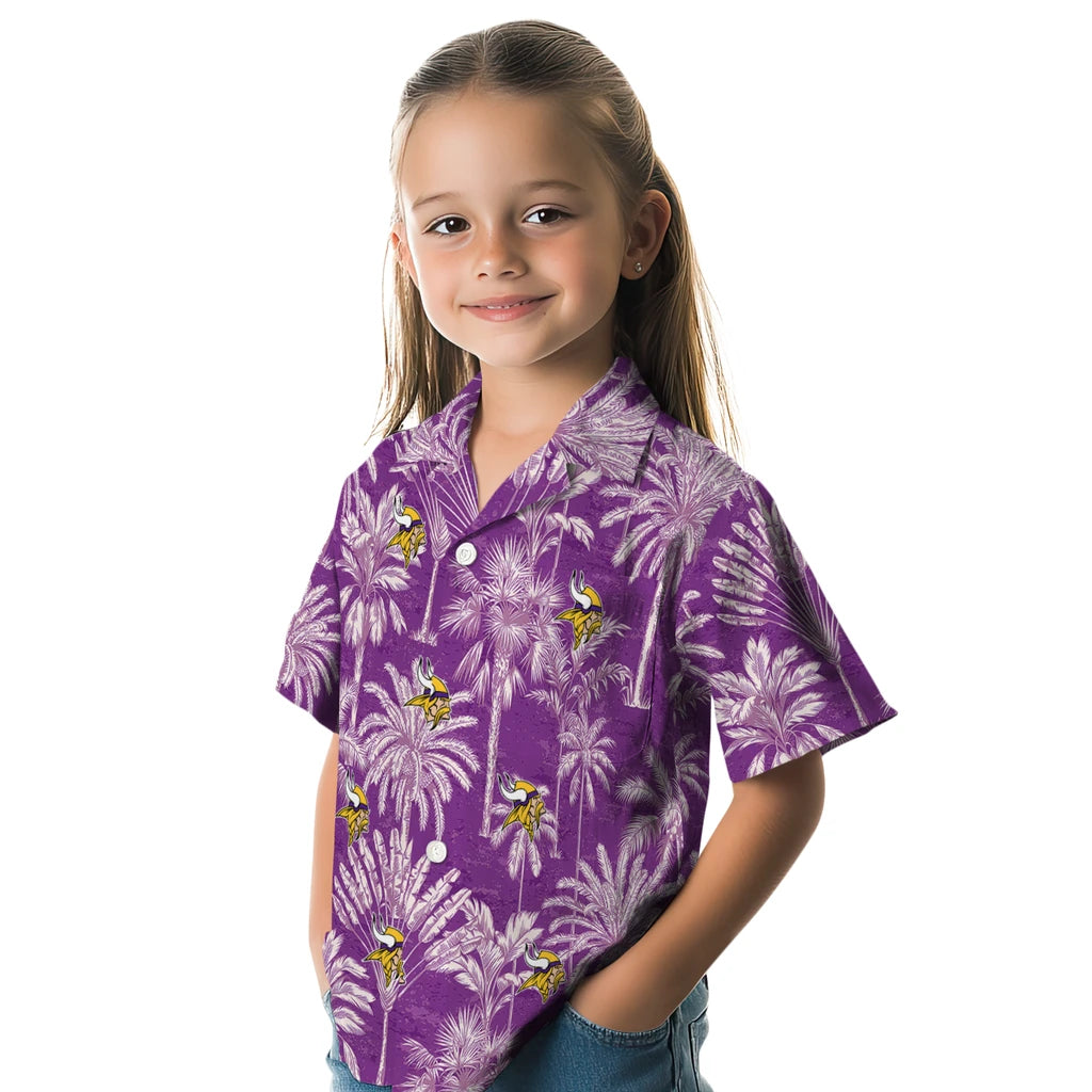 Minnesota Vikings Hawaiian Shirt - Vintage Palm Tree | Moonbestprint