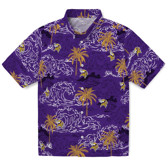 Minnesota Vikings Hawaiian Shirt - Wave Palm | Moonbestprint