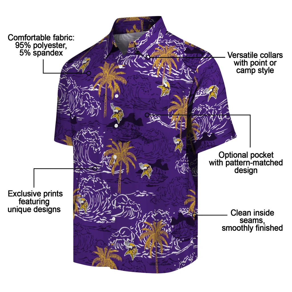 Minnesota Vikings Hawaiian Shirt - Wave Palm | Moonbestprint