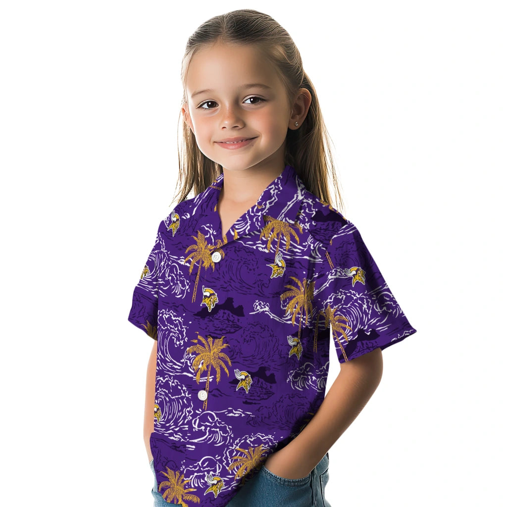 Minnesota Vikings Hawaiian Shirt - Wave Palm | Moonbestprint