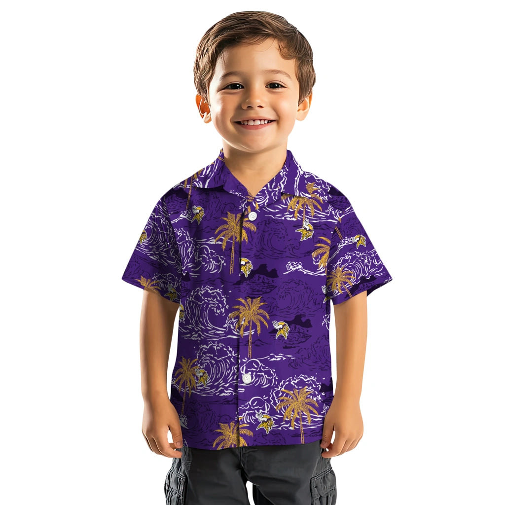 Minnesota Vikings Hawaiian Shirt - Wave Palm | Moonbestprint