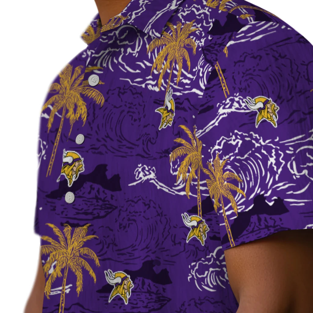 Minnesota Vikings Hawaiian Shirt - Wave Palm | Moonbestprint