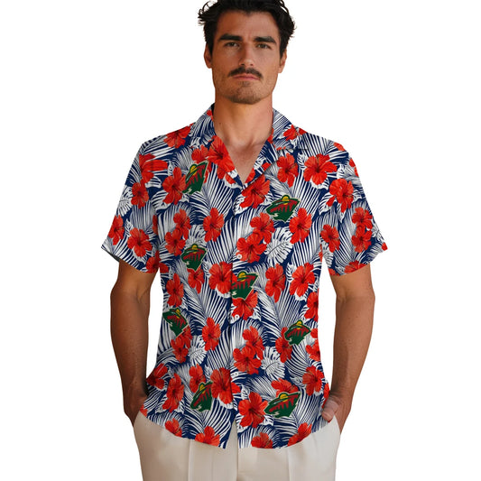 Minnesota Wild Hawaiian Shirt - Hibiscus Fiesta | Moonbestprint