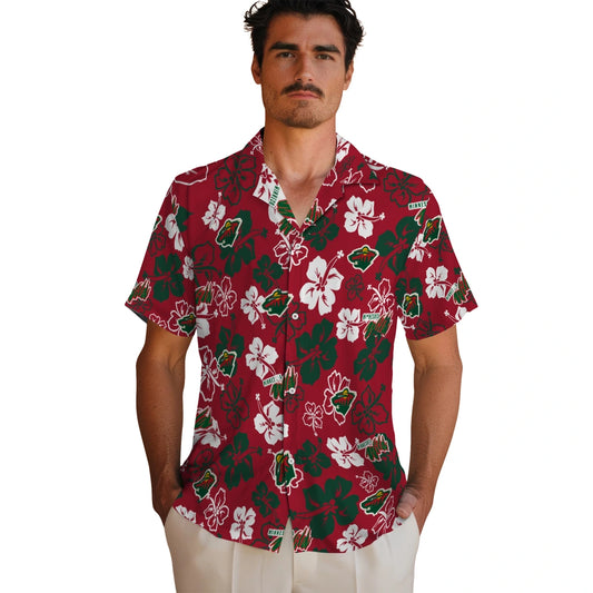 Minnesota Wild Hawaiian Shirt - Hibiscus Flower Design | Moonbestprint