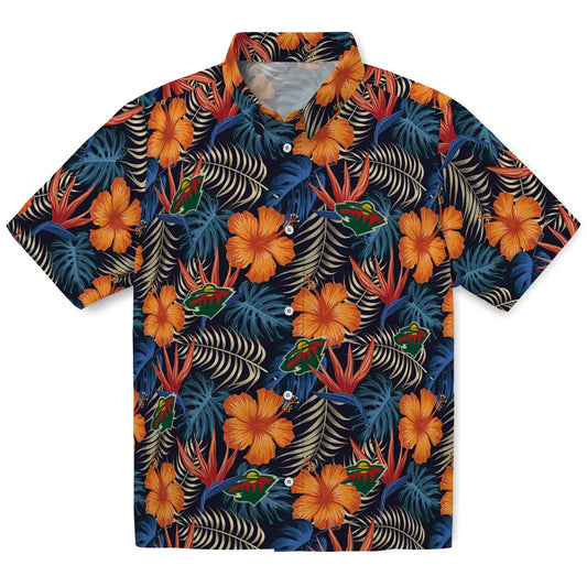 Minnesota Wild Hawaiian Shirt - Hibiscus Foliage | Moonbestprint