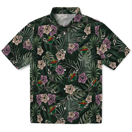 Minnesota Wild Hawaiian Shirt - Hibiscus Leaves Pattern | Moonbestprint