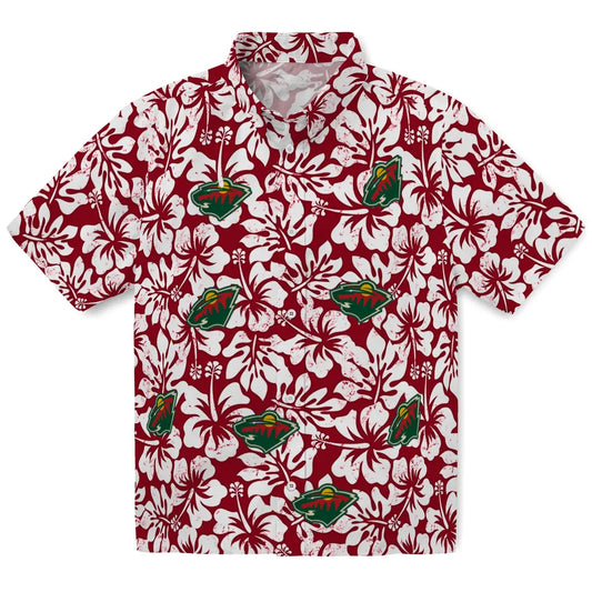 Minnesota Wild Hawaiian Shirt - Hibiscus Motif | Moonbestprint