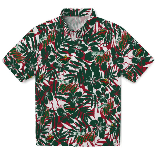 Minnesota Wild Hawaiian Shirt - Hibiscus Overlay | Moonbestprint
