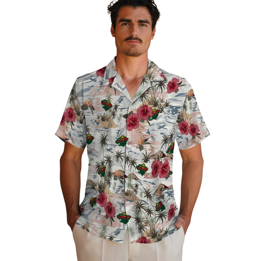 Minnesota Wild Hawaiian Shirt - Hibiscus Seaside | Moonbestprint
