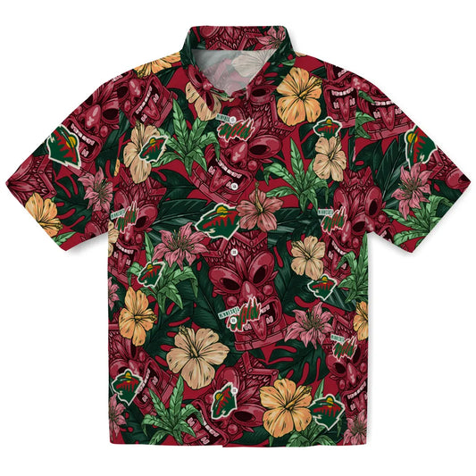 Minnesota Wild Hawaiian Shirt - Hibiscus Tiki Jungle | Moonbestprint
