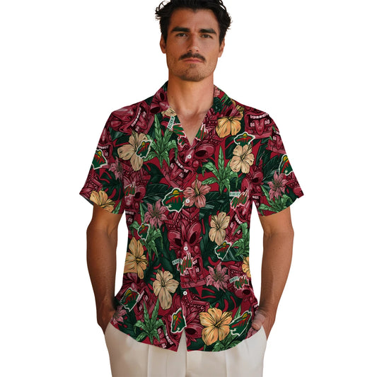 Minnesota Wild Hawaiian Shirt - Hibiscus Tiki Jungle | Moonbestprint