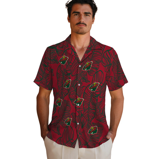 Minnesota Wild Hawaiian Shirt - Leaf Outline | Moonbestprint