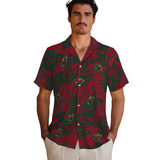 Minnesota Wild Hawaiian Shirt - Monstera Layer | Moonbestprint