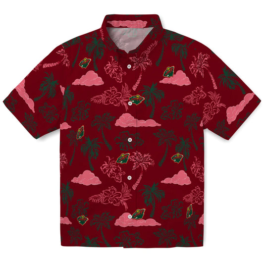 Minnesota Wild Hawaiian Shirt - Palm And Clouds | Moonbestprint