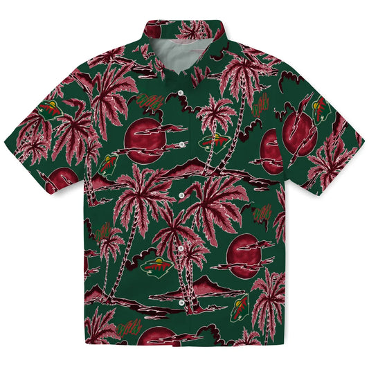 Minnesota Wild Hawaiian Shirt - Palm Sunset | Moonbestprint