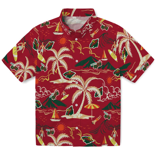 Minnesota Wild Hawaiian Shirt - Palm Tree Island | Moonbestprint