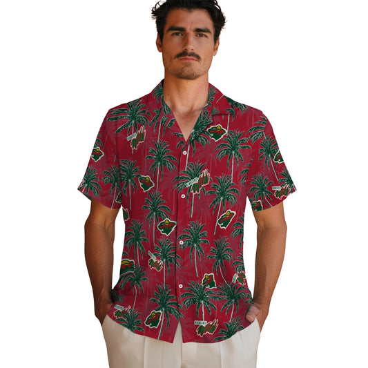 Minnesota Wild Hawaiian Shirt - Palm Tree Motif | Moonbestprint