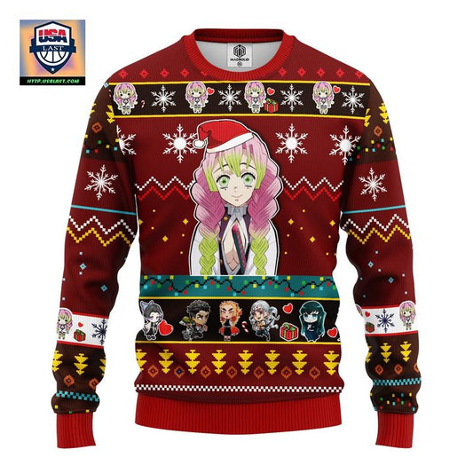 Mitsuri Kanroji Demon Slayer Anime Ugly Christmas Sweater Red 1 Amazing Gift Idea Thanksgiving Gift ? Usalast