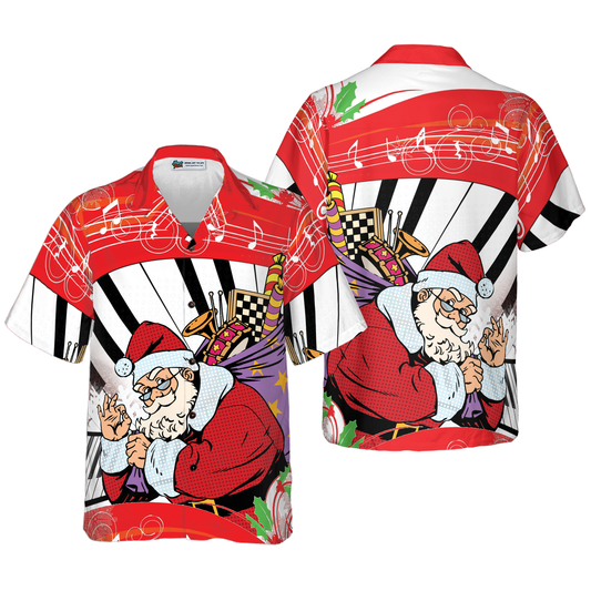 2026 Christmas Santa with Musical Instrument Hawaiian Shirt - Moonbestprint