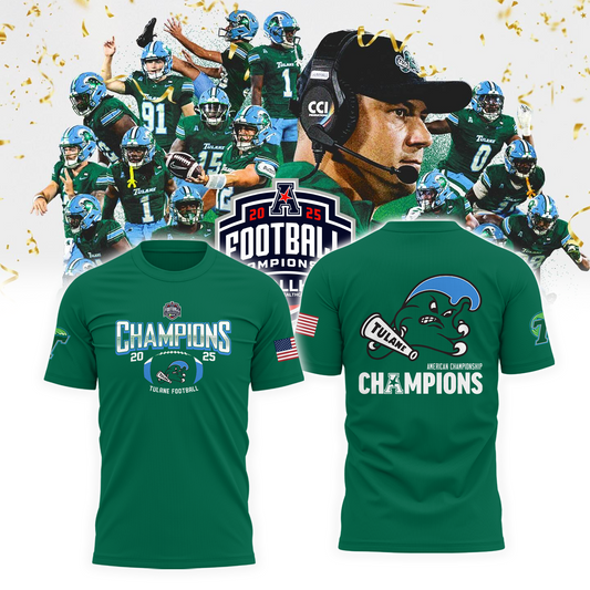 Tulane Green Wave T-Shirt - Football We are Champions | WD82 Moonbestprint