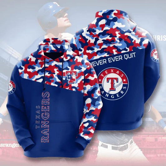 MLB Texas Rangers Camo 3D MLB All Over Print Hoodie -Moonbestprint