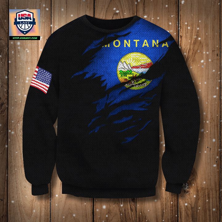 Montana State Flag 3D Sweater Pride Montana State ? Us Flag Logo Sweater Xmas Gift Ideas ? Usalast