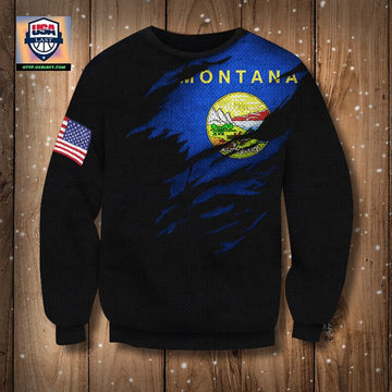 Montana State Flag 3D Sweater Pride Montana State ? Us Flag Logo Sweater Xmas Gift Ideas ? Usalast