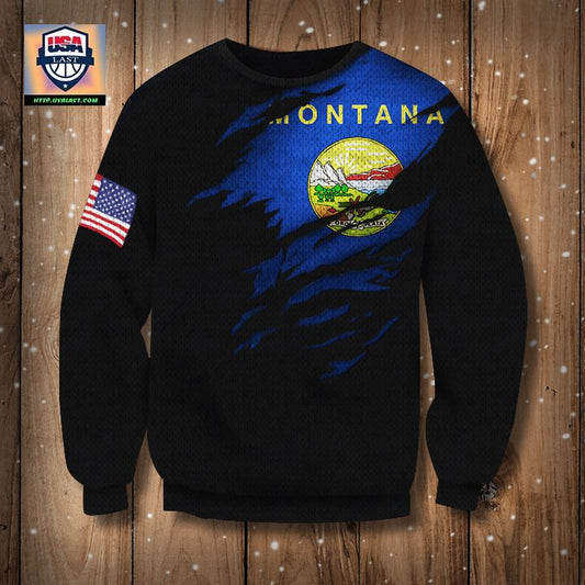 Montana State Flag 3D Sweater Pride Montana State ? Us Flag Logo Sweater Xmas Gift Ideas ? Usalast
