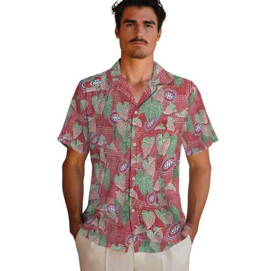 Montreal Canadiens Hawaiian Shirt - Anthurium Overlay | Moonbestprint