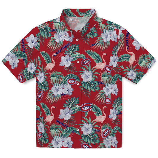 Montreal Canadiens Hawaiian Shirt - Flamingo and Hibiscus | Moonbestprint