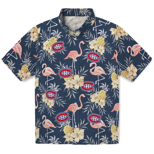 Montreal Canadiens Hawaiian Shirt - Flamingo Hibiscus | Moonbestprint