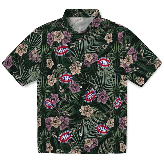 Montreal Canadiens Hawaiian Shirt - Hibiscus Leaves Pattern | Moonbestprint
