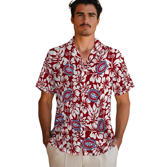 Montreal Canadiens Hawaiian Shirt - Hibiscus Motif | Moonbestprint