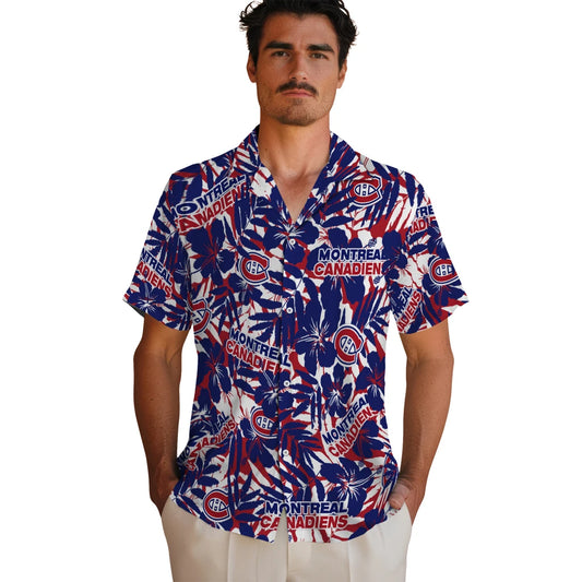 Montreal Canadiens Hawaiian Shirt - Hibiscus Overlay | Moonbestprint