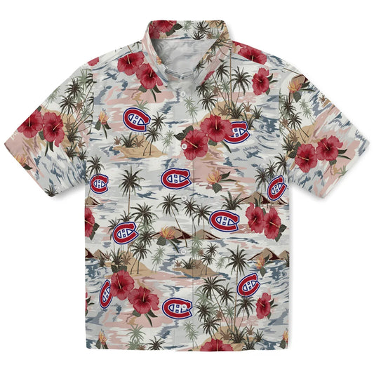 Montreal Canadiens Hawaiian Shirt - Hibiscus Seaside | Moonbestprint