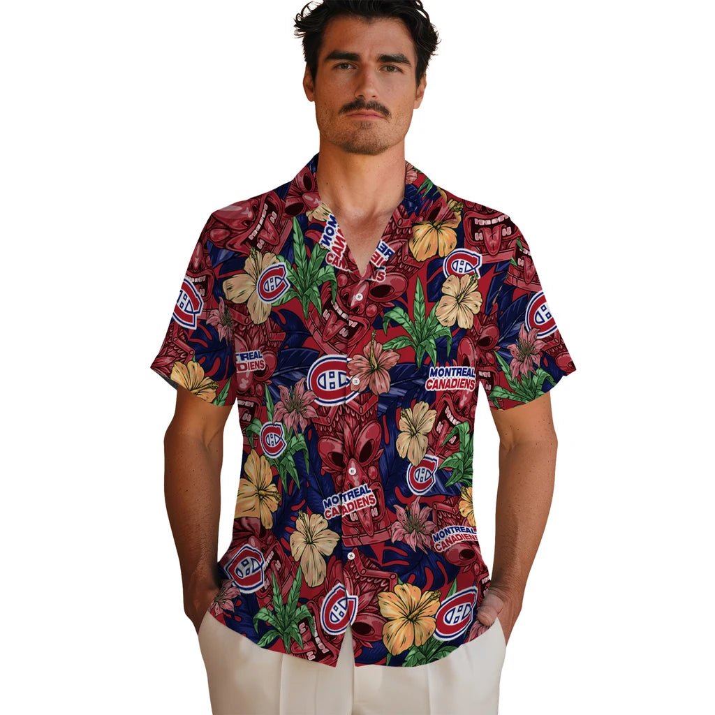 Montreal Canadiens Hawaiian Shirt - Hibiscus Tiki Jungle | Moonbestprint