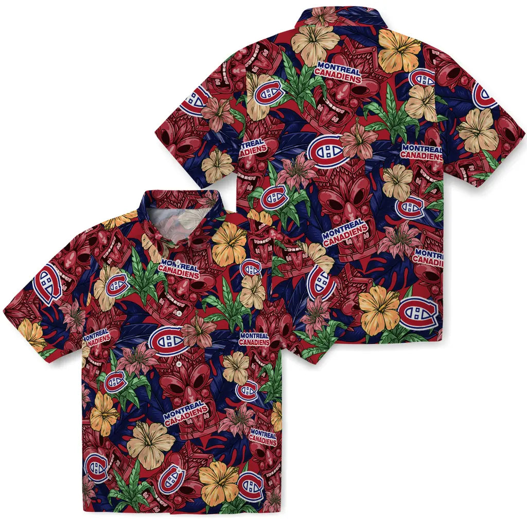 Montreal Canadiens Hawaiian Shirt - Hibiscus Tiki Jungle | Moonbestprint