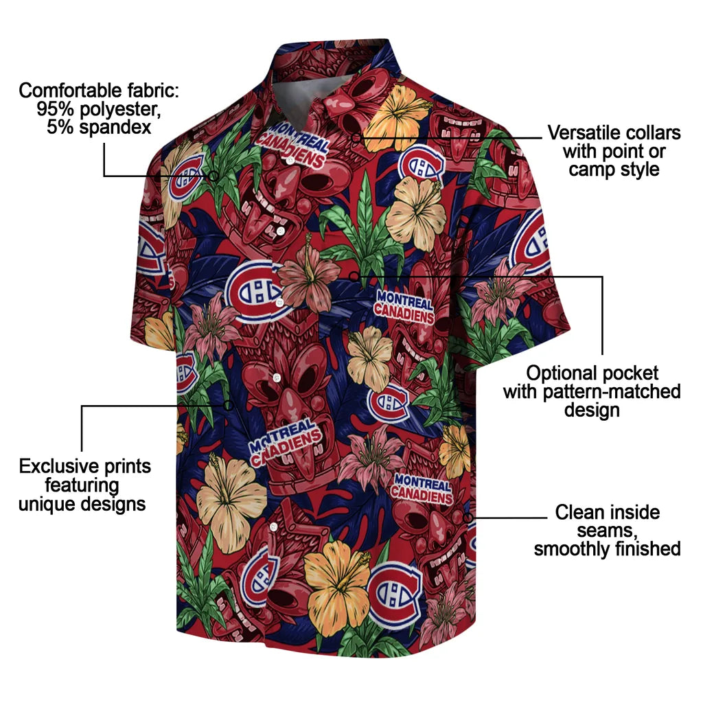 Montreal Canadiens Hawaiian Shirt - Hibiscus Tiki Jungle | Moonbestprint