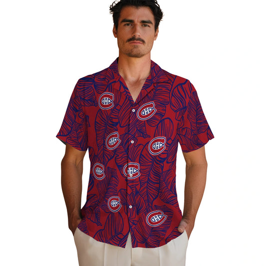 Montreal Canadiens Hawaiian Shirt - Leaf Outline | Moonbestprint