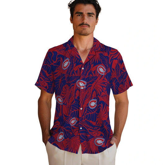 Montreal Canadiens Hawaiian Shirt - Monstera Layer | Moonbestprint