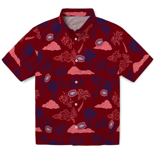 Montreal Canadiens Hawaiian Shirt - Palm And Clouds | Moonbestprint